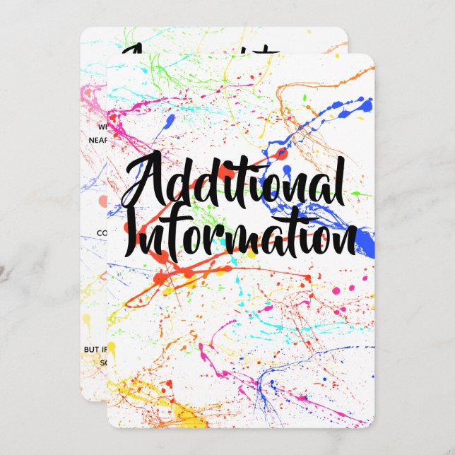 Carte d'informations supplémentaires éclaboussée (Devant / Derrière)