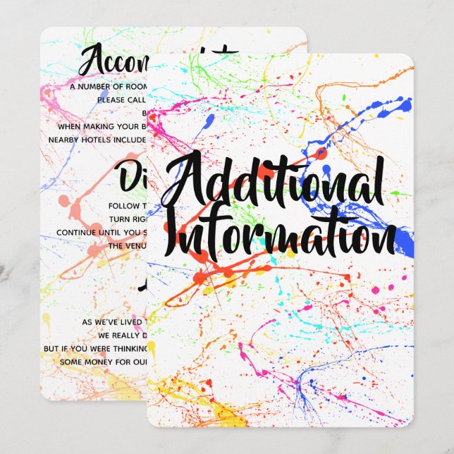 Carte d'informations supplémentaires éclaboussées (Devant / Derrière)