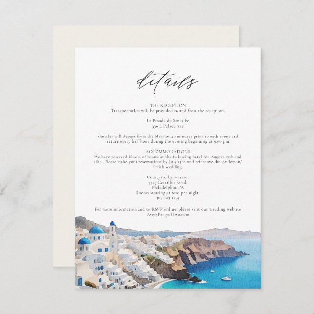 Carte d'informations sur la destination Skyline de (Devant / Derrière)