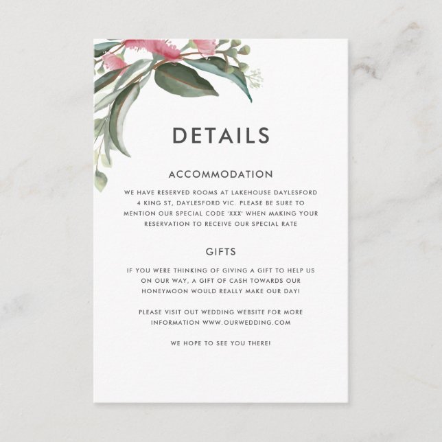 Carte d'informations sur la feuille de gomme origi (Devant)