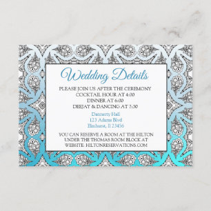 Carte d'informations sur le Mariage Aqua Blue Mand