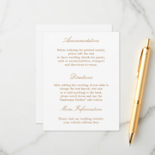 Carte d'informations sur le Mariage blanc doré bei