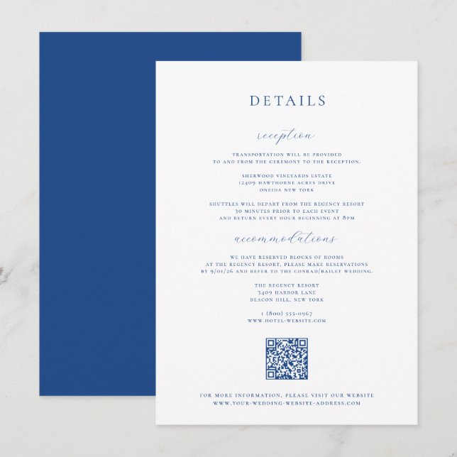 Carte d'informations sur le Mariage bleu français (Devant / Derrière)