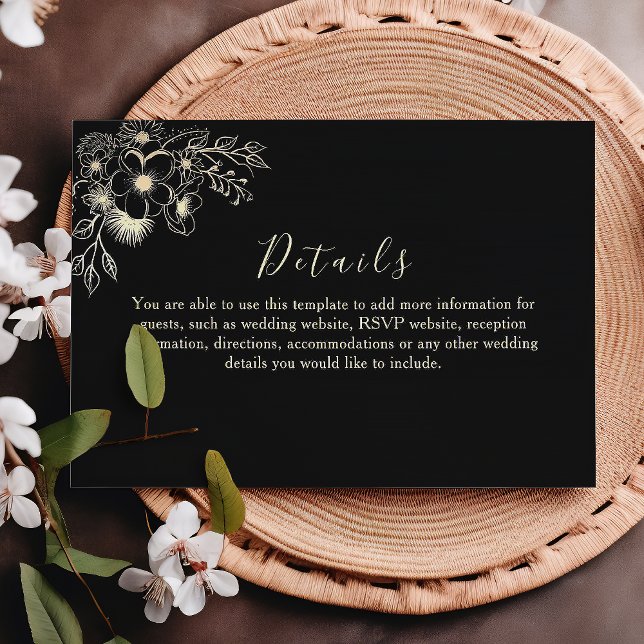 Carte d'informations sur le Mariage Floral Black G (Créateur téléchargé)