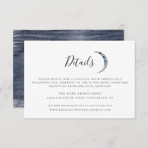 Carte d'informations sur le Mariage Navy Blue Moon