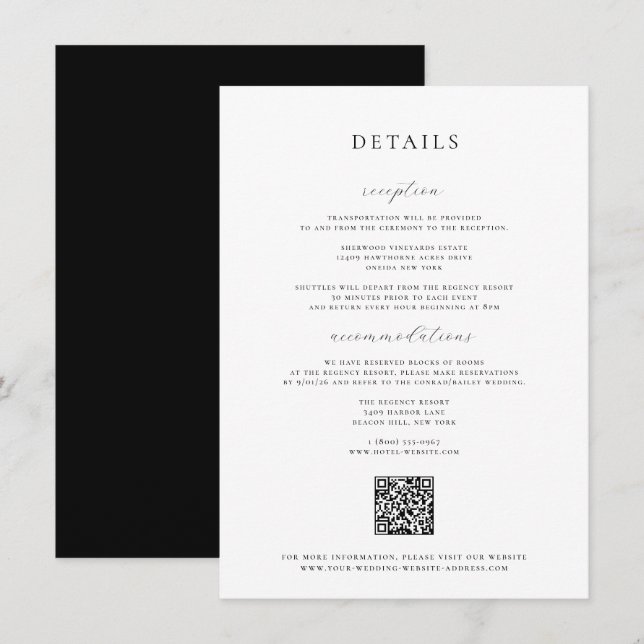 Carte d'informations sur le Mariage noir (Devant / Derrière)