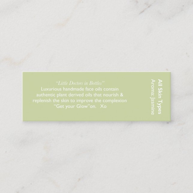 Carte d'ingrédient de jasmin (Devant)