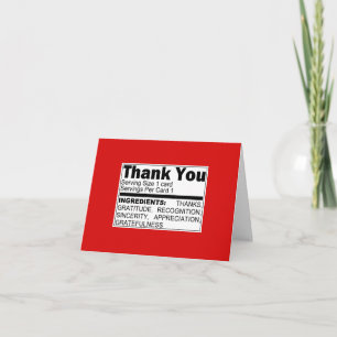 Carte d'ingrédients Merci rouge