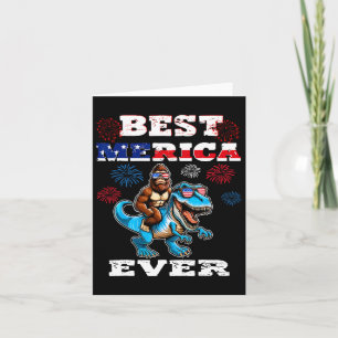 Carte Dino Bigfoot 4 juillet 1776 Garçons Drapeau Améric