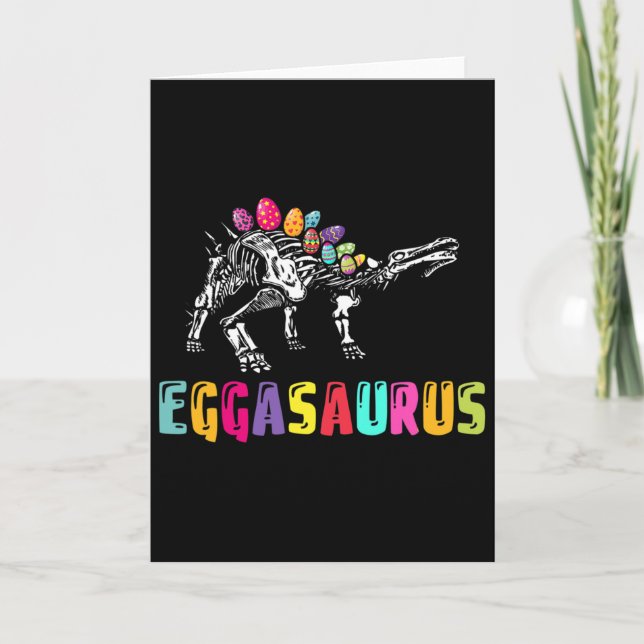 Carte Dino de Pâques - Eggasaurus Stégosaure Œuf Dinosau (Devant)