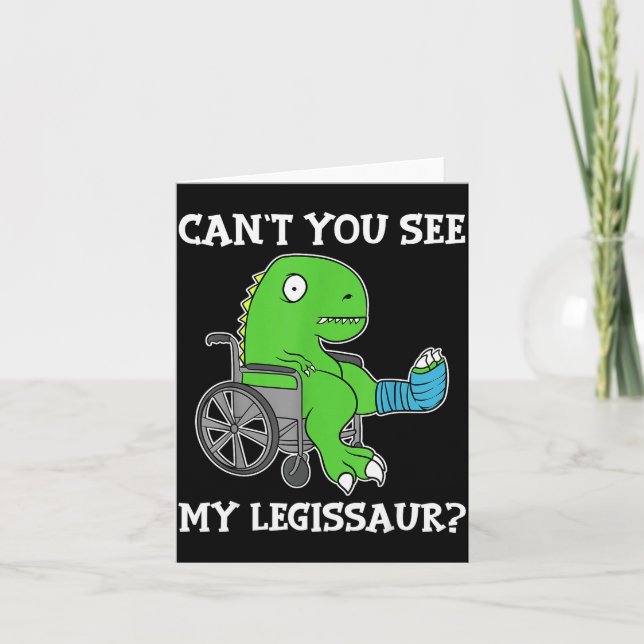 Carte Dino drôle de cadeau de rétablissement de jambe ca (Devant)