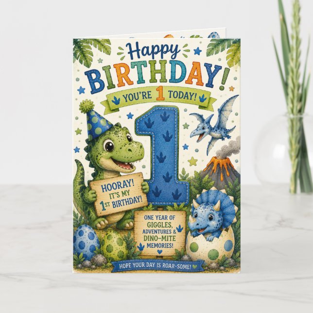 Carte Dino-Mite 1er Anniversaire  (Devant)