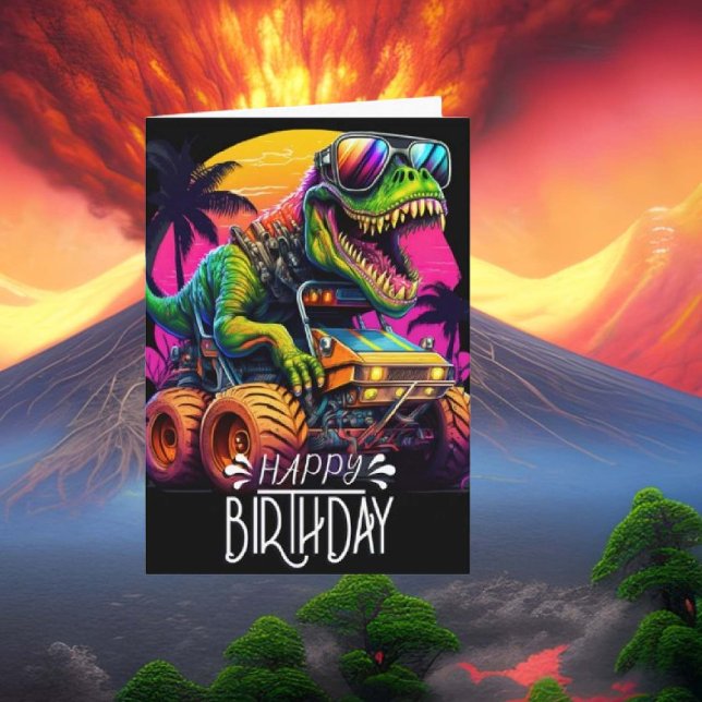 Carte Dino Monster Truck Joyeux Anniversaire (Créateur téléchargé)