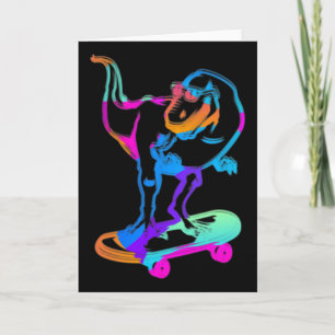 Carte Dino Skateboard Planche à Roulettes Funny Skater D