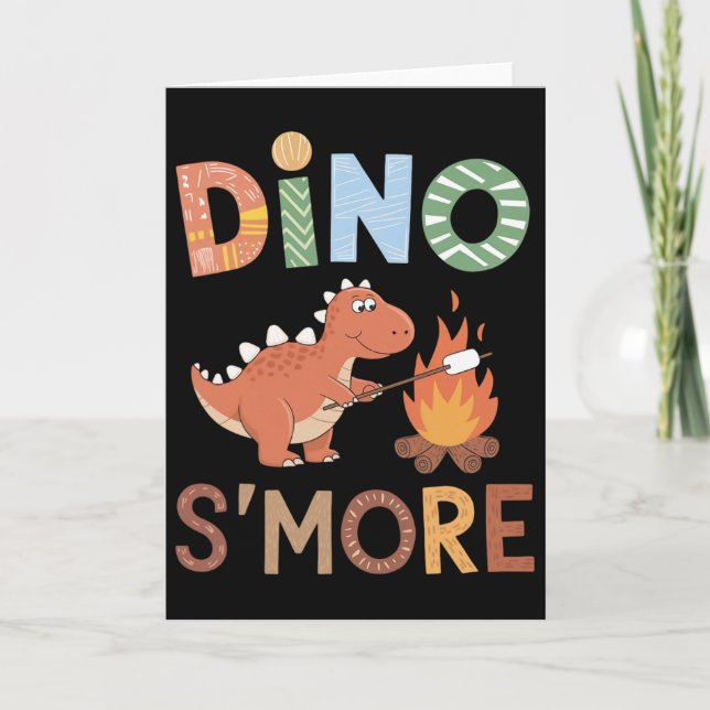 Carte Dino S'more Dinosaur Trex Camping Smores Kawaii S' (Devant)