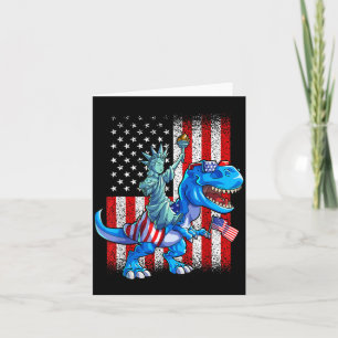 Carte Dino Statue de la Liberté T-shirt 4 juillet Garçon