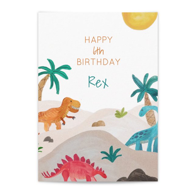 Carte Dinos Peint Anniversaire personnalisé (Créateur téléchargé)