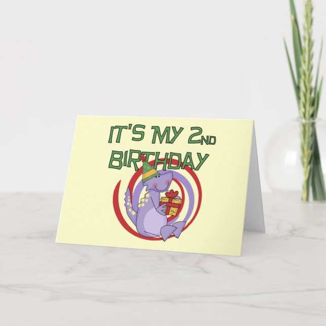 Carte Dinosaur 2ème Anniversaire Tshirts et cadeaux (Devant)