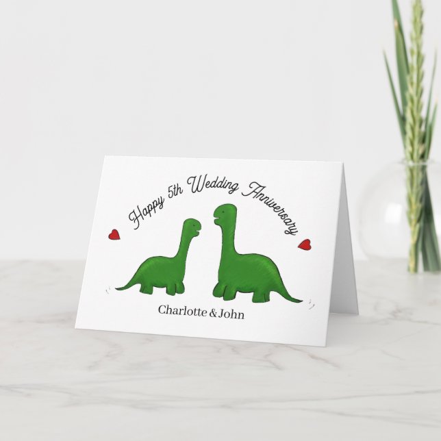 Carte Dinosaur 5e anniversaire mariage mari & femme (Devant)