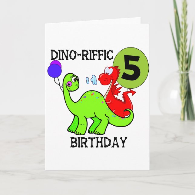 Carte Dinosaur 5e anniversaire T-shirts et cadeaux (Devant)