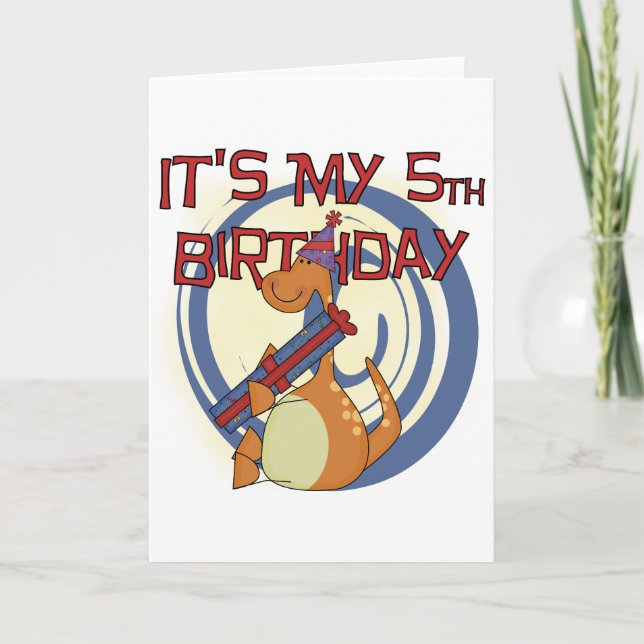 Carte Dinosaur 5e Anniversaire Tshirts et cadeaux (Devant)