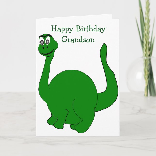 Carte Dinosaur anniversaire personnalisé de petit-fils (Devant)