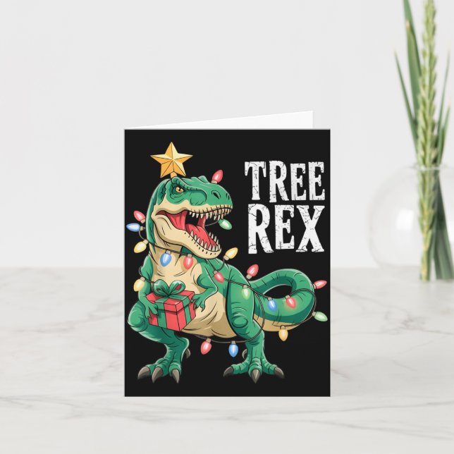 Carte Dinosaur Christmas Tree Rex Pajamas Men Boys Xmas  (Devant)