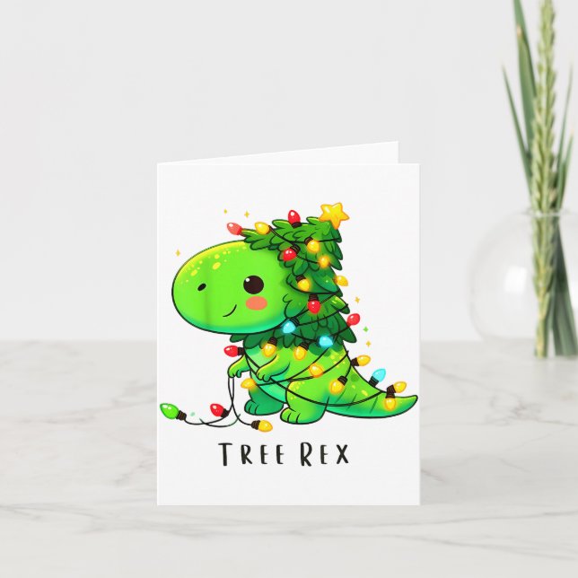 Carte Dinosaur Christmas Tree Rex Pajamas Men Boys Xmas  (Devant)