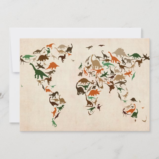 Carte Dinosaur de la carte du monde (Devant)