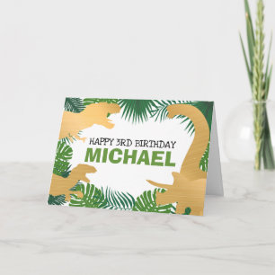 Carte Dinosaur Enfants Gold Dino Jurassic Trex Boy Anniv
