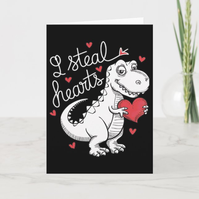 Carte Dinosaur Mignon Saint-Valentin Je Vole Des Cœurs P (Devant)