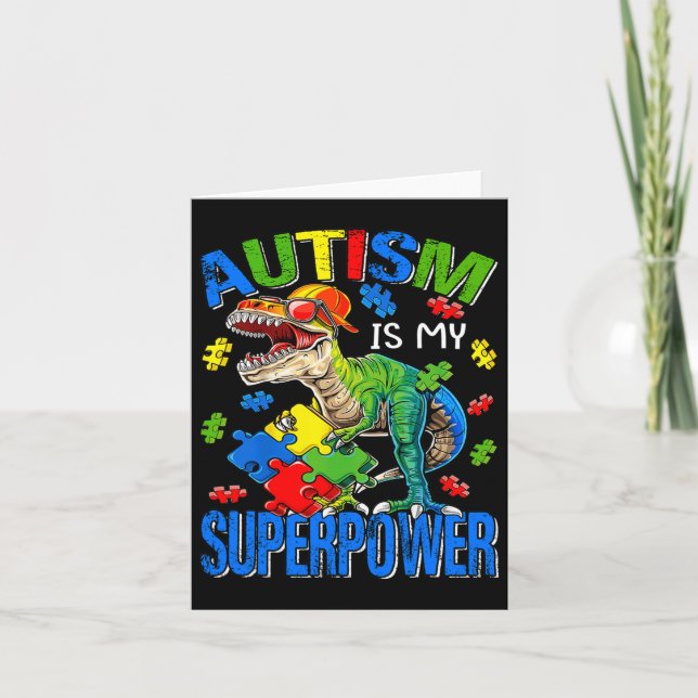 Carte Dinosaur Rex Autisme Est Mon Adjudant Autisme Supe (Devant)