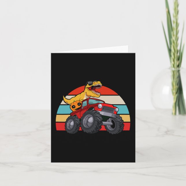 Carte Dinosaur Riding Monster Truck Lazy Halloween Costu (Devant)