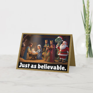 Carte Dinosaure athée et Noël Santa