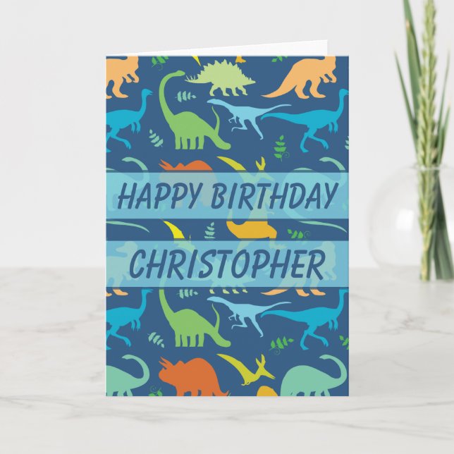 Carte Dinosaure d'anniversaire à personnaliser (Devant)