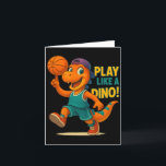 Carte Dinosaure de basket cool joueur dinosaure de sport<br><div class="desc">Dinosaure de basket cool joueur dinosaure de sport drôle Slam Dunk Premium</div>
