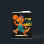 Carte Dinosaure de basket cool joueur dinosaure de sport<br><div class="desc">Dinosaure de basket cool joueur dinosaure de sport drôle Slam Dunk Premium</div>