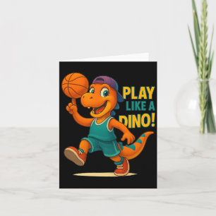 Carte Dinosaure de basket cool joueur dinosaure de sport