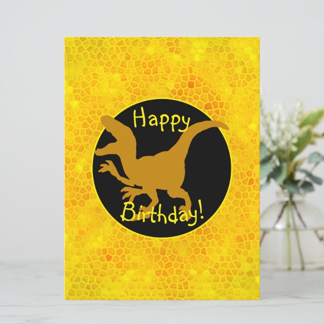 Carte Dinosaure D'Or Cachez Un Joyeux Anniversaire ! (Debout devant)