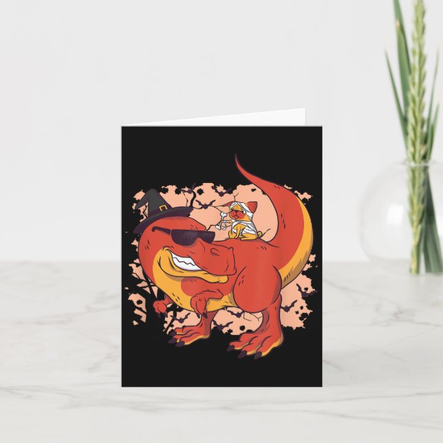 Carte Dinosaure Et Chien - Halloween Drôle (Devant)