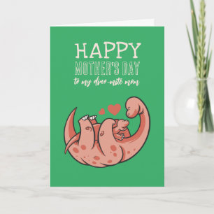 Carte Dinosaure mignon dessin animal Bonne fête des mère