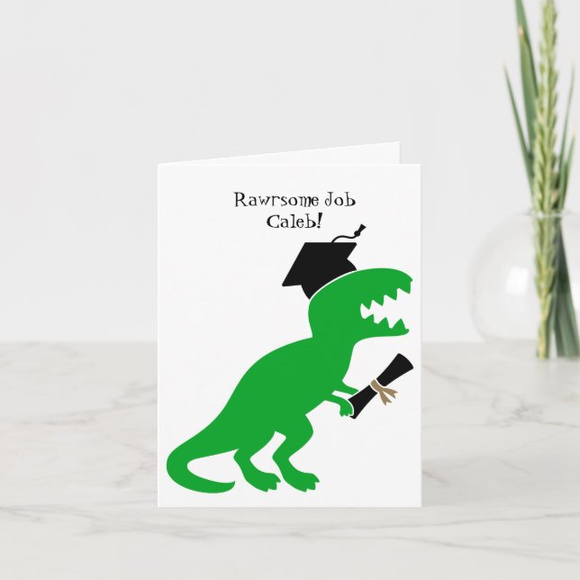 Carte Dinosaure personnalisé maternelle Graduation (Devant)