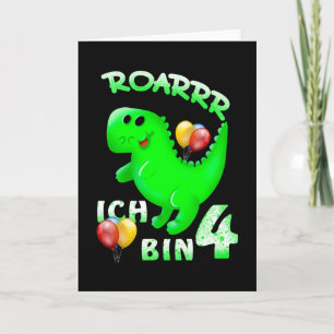 Carte Dinosaure pour enfants de 4e anniversaire
