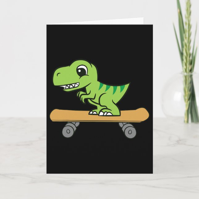 Carte Dinosaure Skateboard Mignon Dinosaure de skateboar (Devant)
