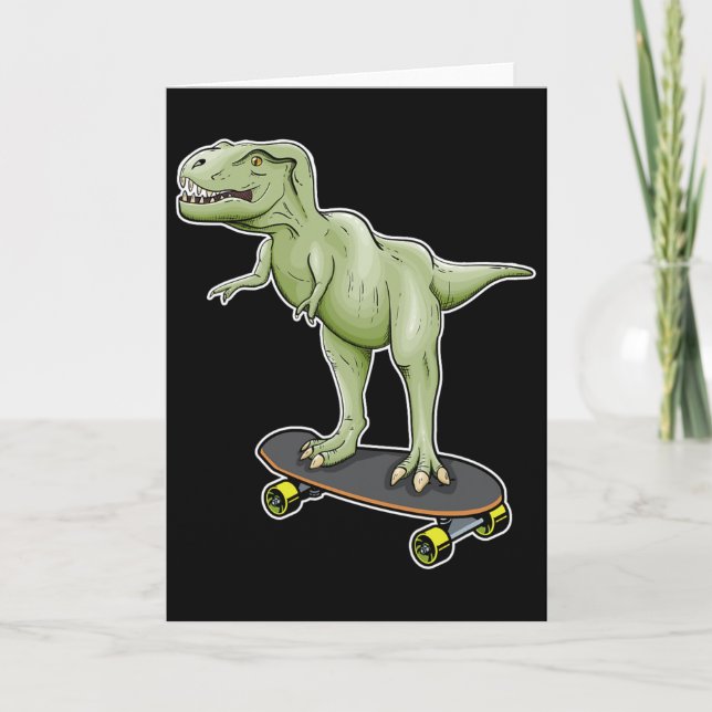 Carte Dinosaure T-rex skateboard Dinosaure Dino  (Devant)