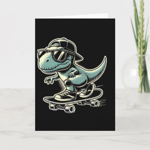 Carte Dinosaure T Rex Skateboard Drôle Rétro Planche à R