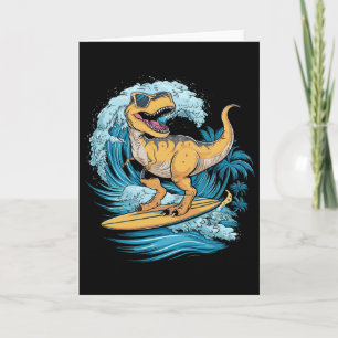 Carte Dinosaure T-rex Surfeur de Plage 