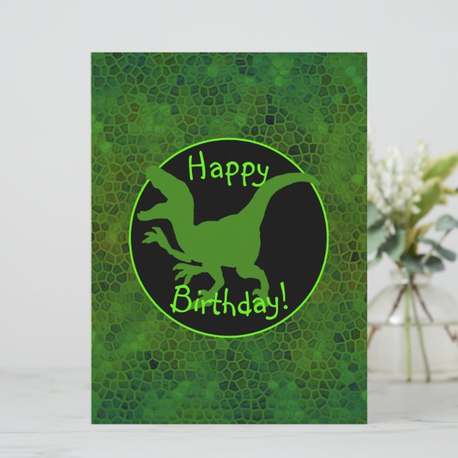 Carte Dinosaure Vert Cachez Un Joyeux Anniversaire ! (Debout devant)