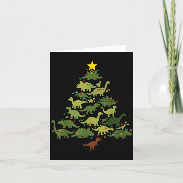 Carte Dinosaurs Christmas Tree Merry Dinomas Funny Famil (Devant)