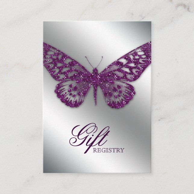 Carte d'inscription Cadeau mariage papillon violet (Devant)